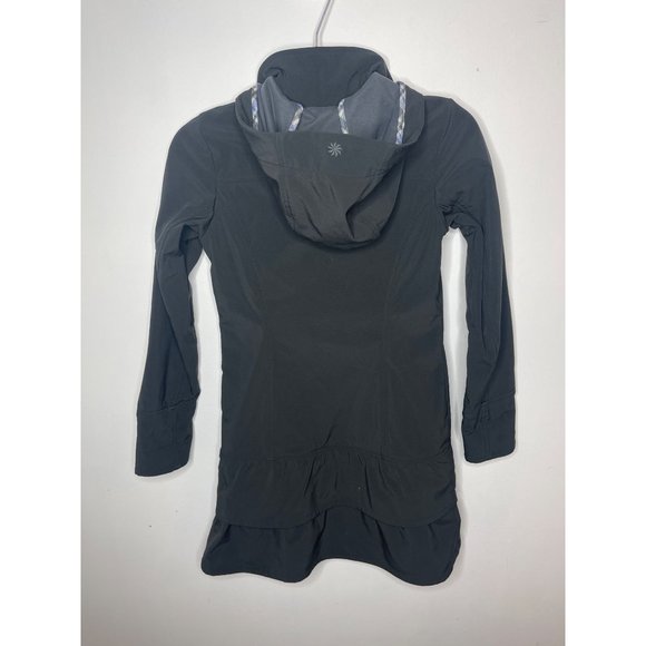 Athleta Shelter Cove Soft Shell Long Ruffle Jacket Coat XXS Black 265355 - Picture 6 of 10